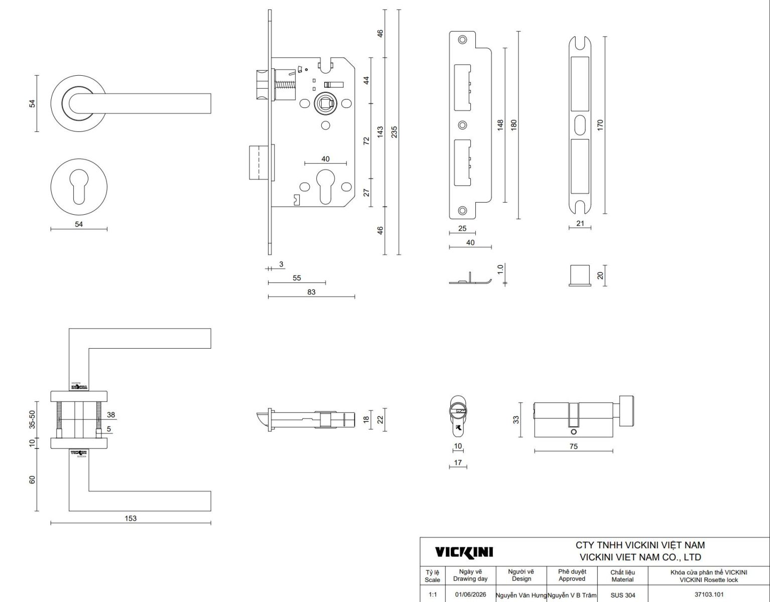 Bảng vẽ khoá phân thể Vickini 371031.01 SSS