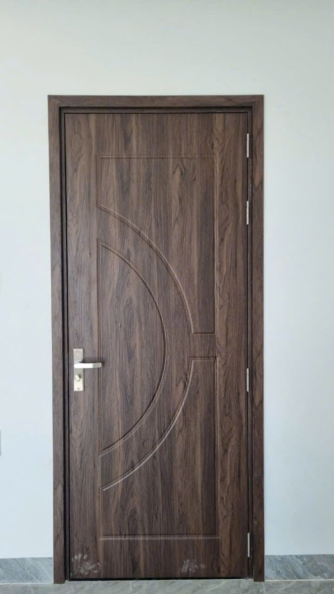 cửa đơn mở 1 cánh màu vân gỗ óc chó