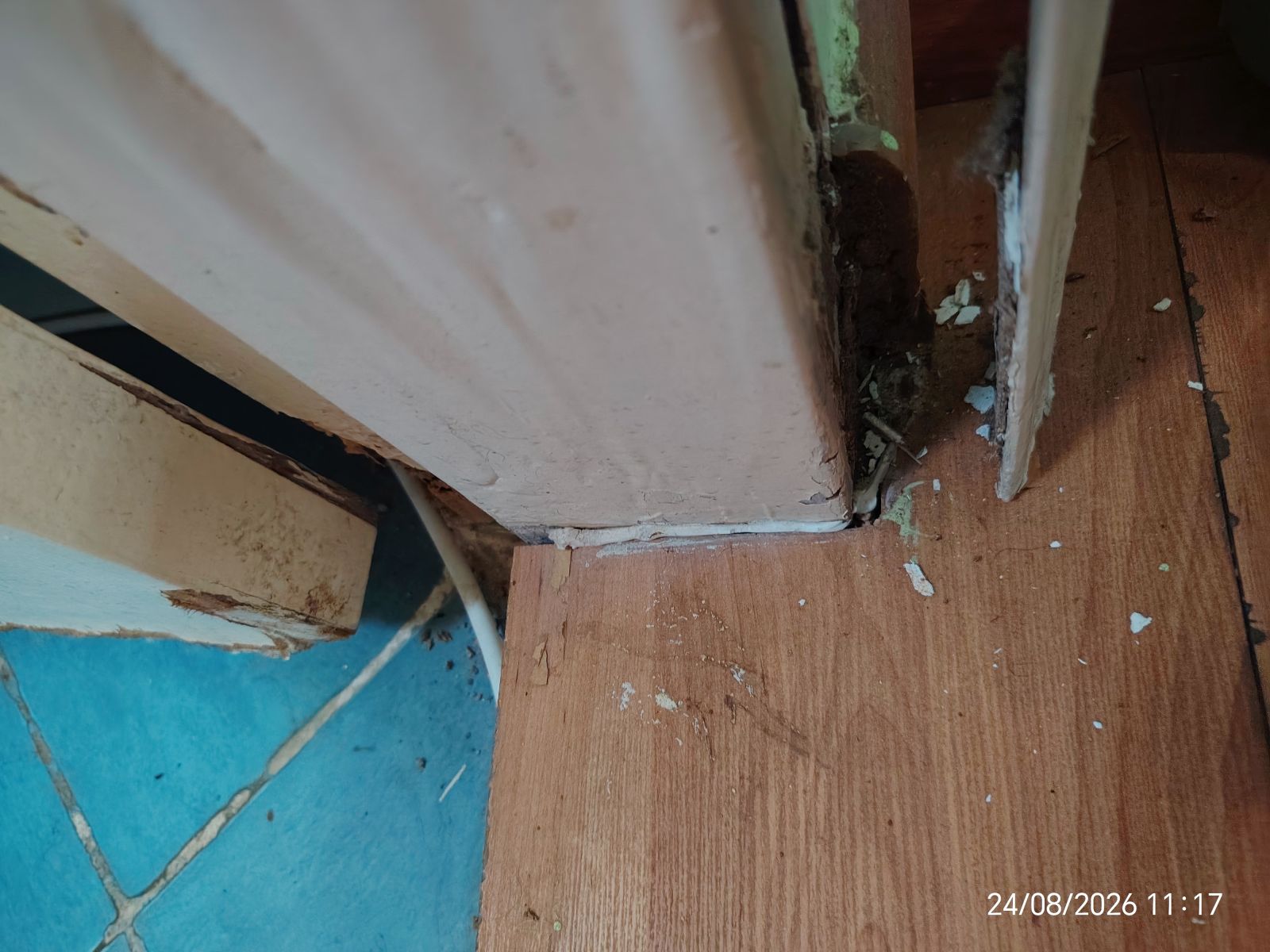 khung gỗ tiếp xúc nước gây mục và mốc