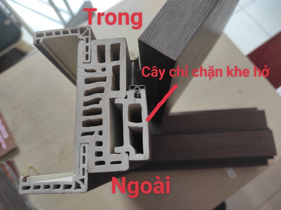 mẫu cắt cấu tạo cửa vòm nhựa giả gỗ composite, khung 105