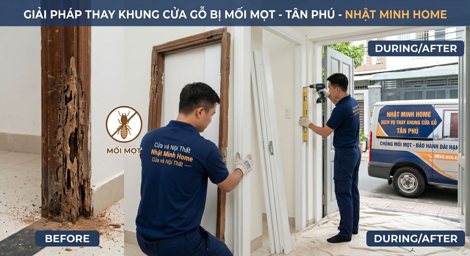 Khung cửa bị mối mọt tại tân phú, hcm được thay thế bằng khung cửa nhựa composite