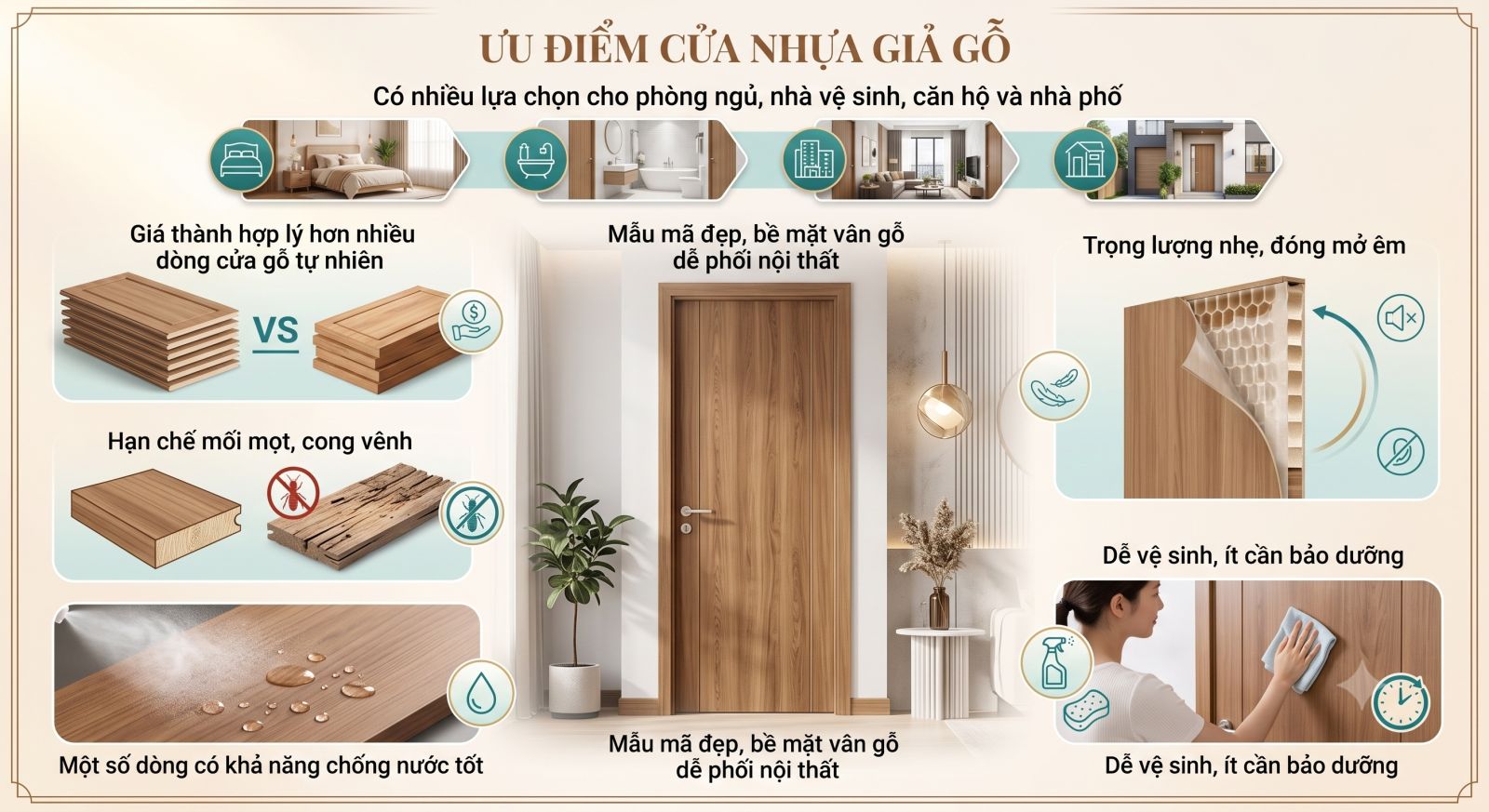 ưu điểm của cửa nhựa giả gỗ