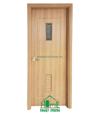 Cửa Nhựa Gỗ Composite Gắn Kính Giá Rẻ NM117