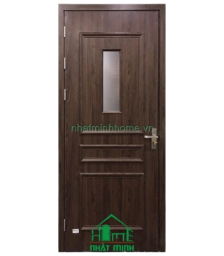 Cửa Nhựa Gỗ Composite Phào Chỉ Nổi Có Gắn Kính NM102