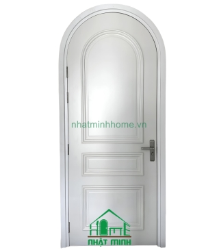 Cửa Vòm Nhựa Gỗ Composite Gắn Phào Chỉ Sơn PU Trắng NM40