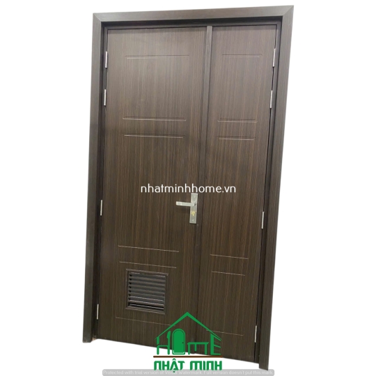 Cửa Nhựa Composite 2 Cánh Lệch (Mẹ Bồng Con) – Màu B10 Có Lá Sách