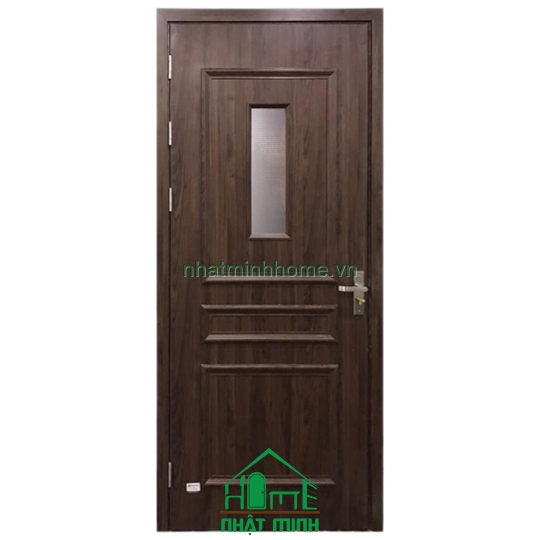 Cửa Nhựa Gỗ Composite Phào Chỉ Nổi Có Gắn Kính NM102